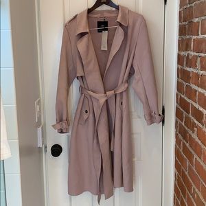 Zara suede-like trench coat XL dusty rose new